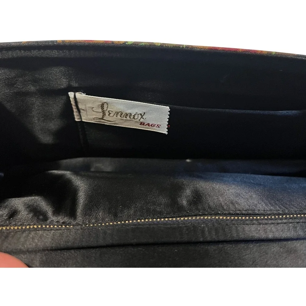 Vintage‎ Lennox Bags Dark Motif Floral Clutch Purse Approx. 12 x 5 inches